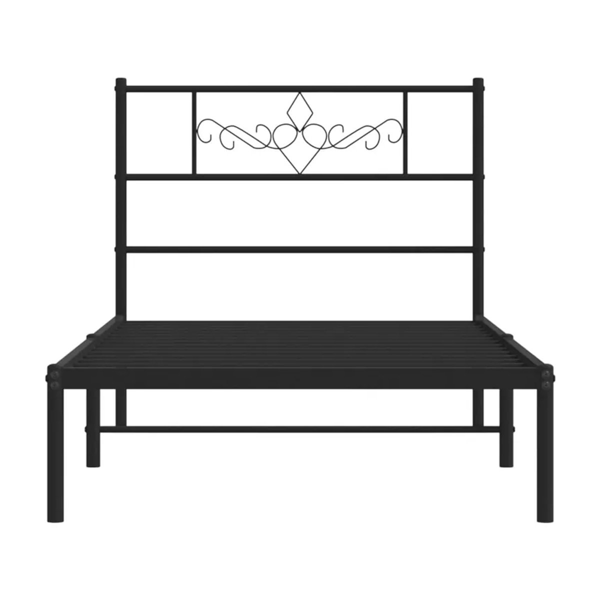 Vidaxl Metall-Bettgestell mit Kopfteil in Schwarz, klassisches Design aus Stahl, B/T/H: 90 x 200 cm - Bild 3