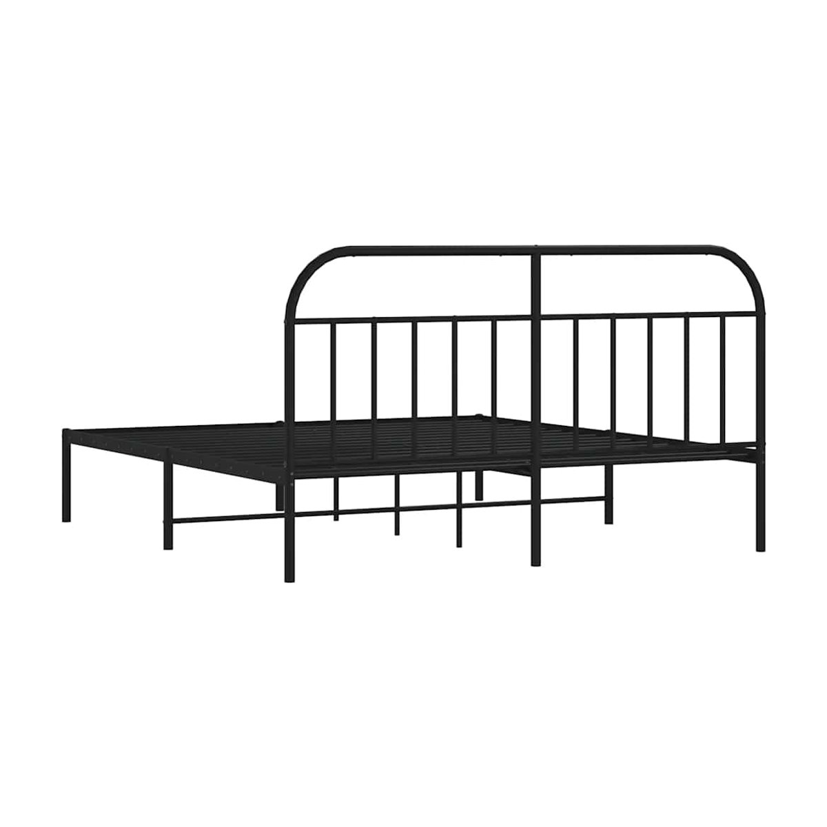 Vidaxl Metall-Bettgestell mit Kopfteil in Schwarz, Modernes Design aus Stahl, B: 183 cm, L: 213 cm - Bild 2