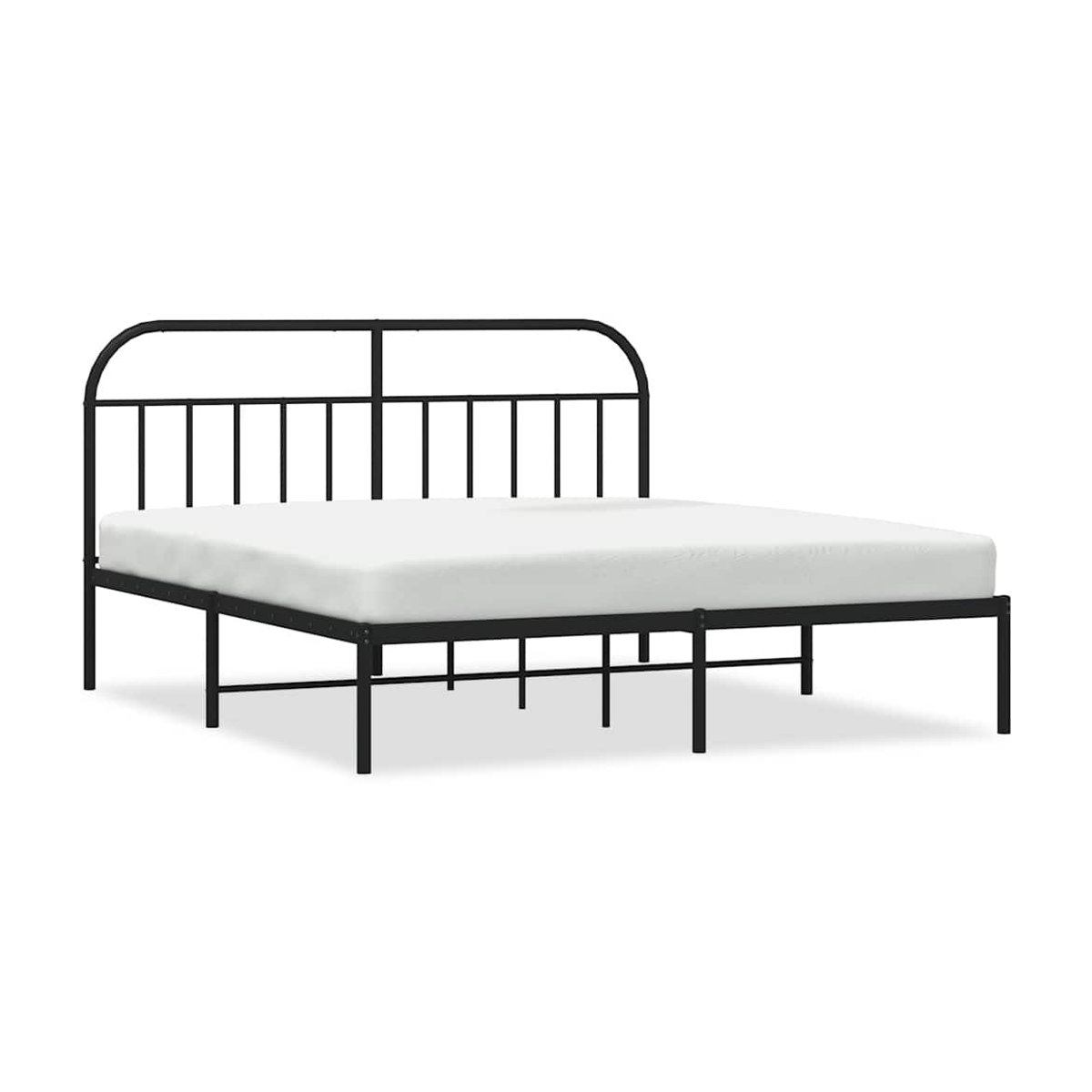 Vidaxl Metall-Bettgestell mit Kopfteil in Schwarz, Modernes Design aus Stahl, B: 183 cm, L: 213 cm - Bild 5