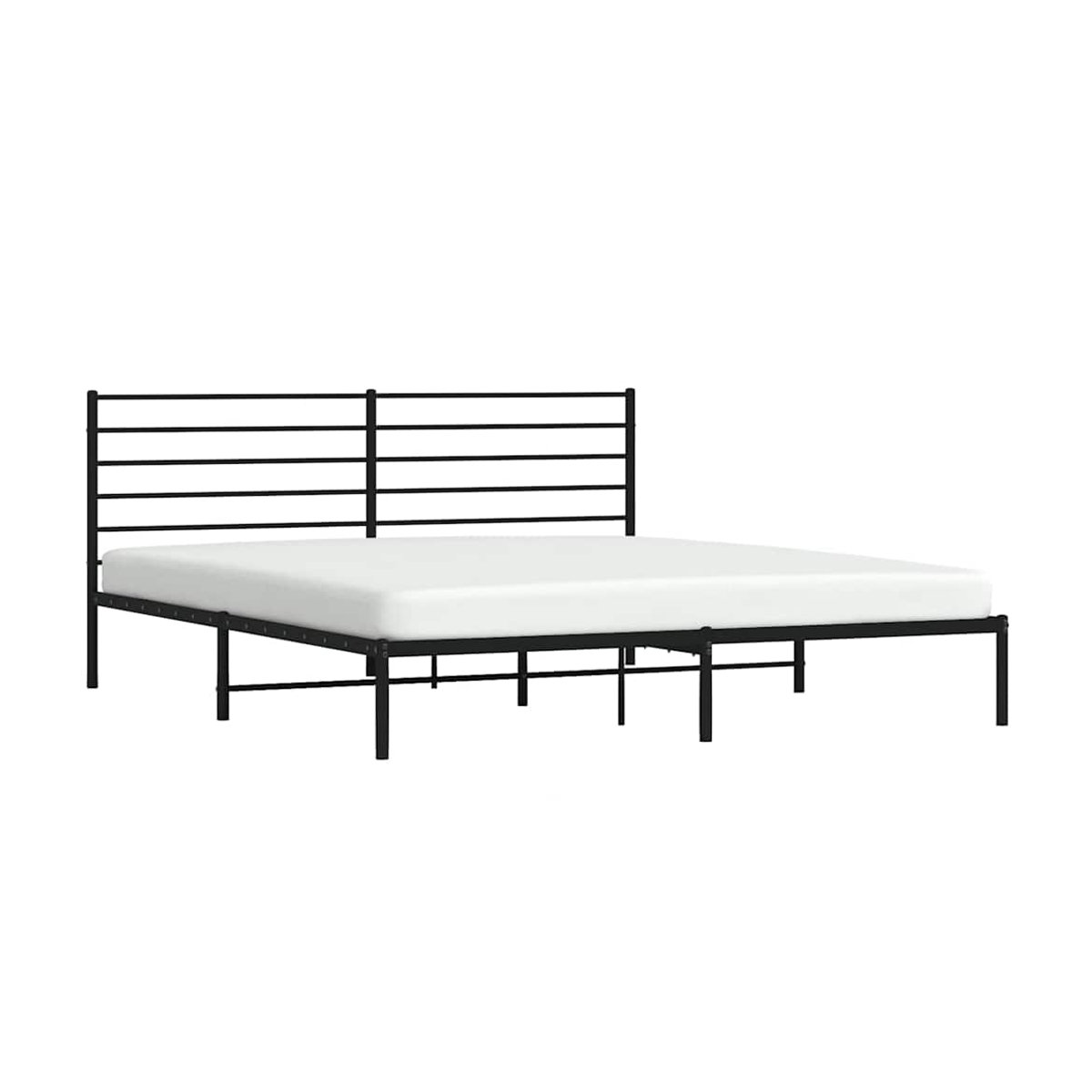 Vidaxl Metall-Bettgestell mit Kopfteil in Schwarz, Modernes Design aus Stahl, B/T: 193 x 203 cm - Bild 2