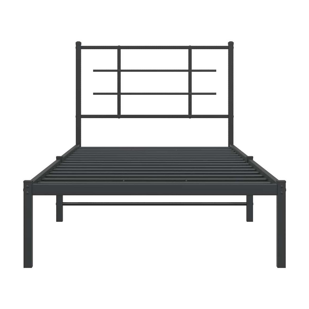 Vidaxl Metall-Bettgestell mit Kopfteil in Schwarz, Modernes Design, B/T/H: 90 x 200 cm - Bild 2