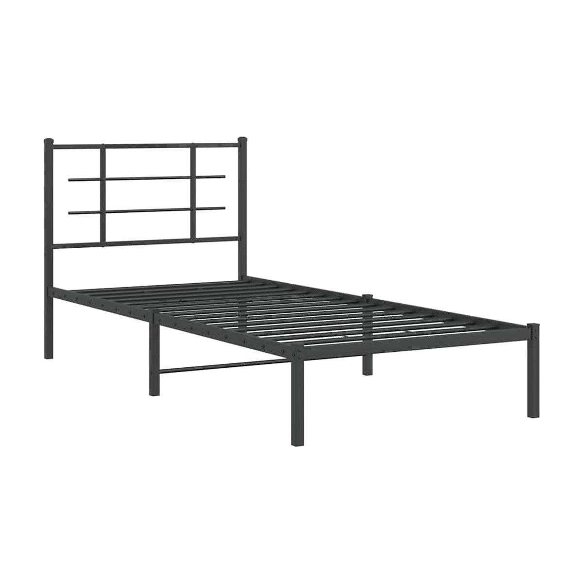 Vidaxl Metall-Bettgestell mit Kopfteil in Schwarz, Modernes Design, B/T/H: 90 x 200 cm - Bild 3