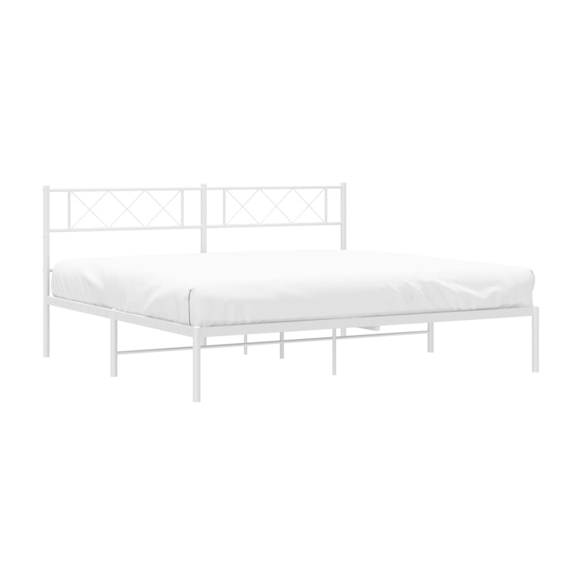 Vidaxl Metall-Bettgestell mit Kopfteil in Weiß, B/L: 160 x 200 cm - Bild 1