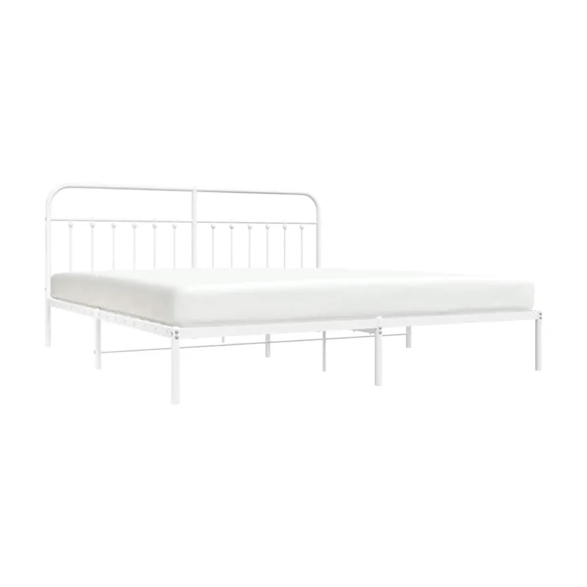 Vidaxl Metall-Bettgestell mit Kopfteil in Weiß, Klassisch und Minimalistisch, B/T: 200 x 200 cm - Bild 2