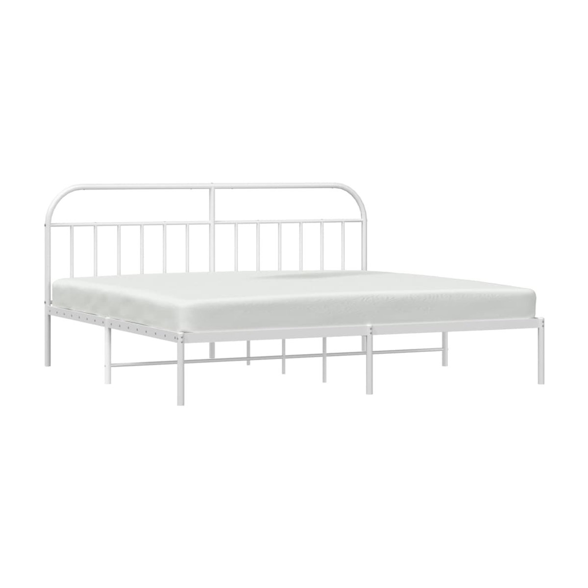 Vidaxl Metall-Bettgestell mit Kopfteil in Weiß, klassisch und minimalistisch, B/T: 200 x 200 cm - Bild 2
