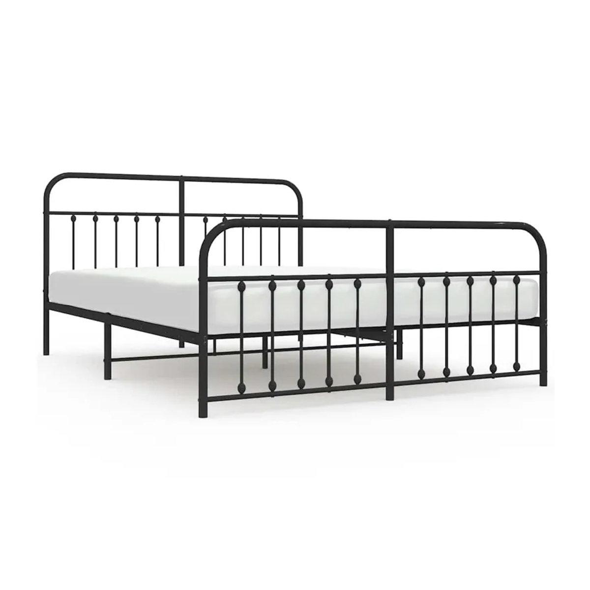 Vidaxl Metall-Bettgestell mit Kopfteil und Fußteil in Schwarz im Industrial-Design, B: 183 cm, L: 213 cm - Bild 2