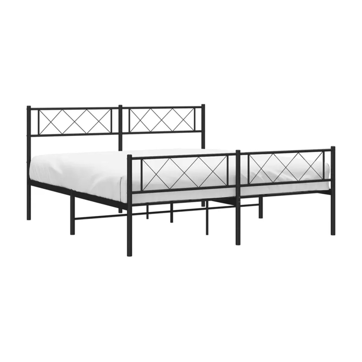 Vidaxl Metall-Bettgestell mit Kopfteil und Fußteil in Schwarz im Industrial-Stil, B: 140 cm, L: 200 cm - Bild 2