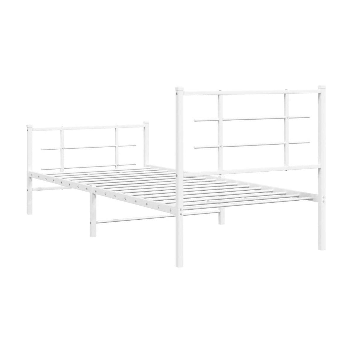 Vidaxl Metall-Bettgestell mit Kopfteil und Fußteil in Weiß, B/L: 90 x 190 cm - Bild 2