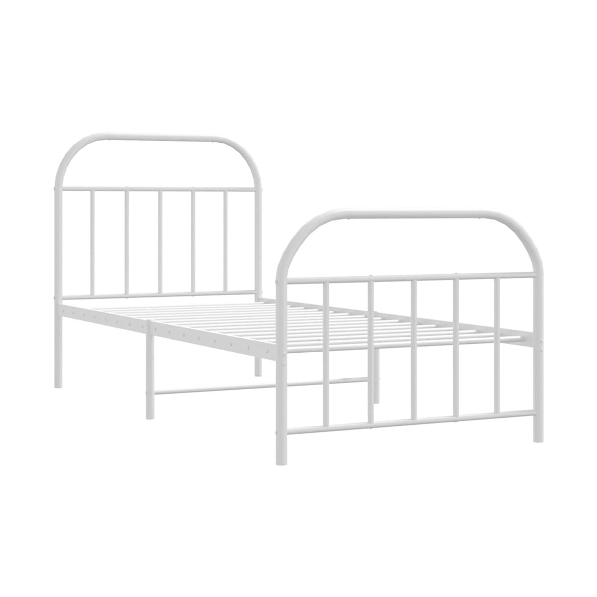 Vidaxl Metall-Bettgestell mit Kopfteil und Fußteil in Weiß, B/L: 90 x 190 cm - Bild 2