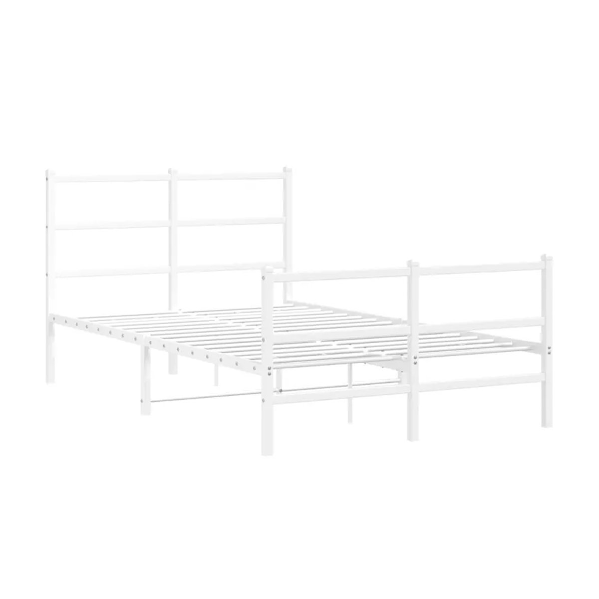 Vidaxl Metall-Bettgestell mit Kopfteil und Fußteil in Weiß, B/T/H: 120 x 200 cm - Bild 2