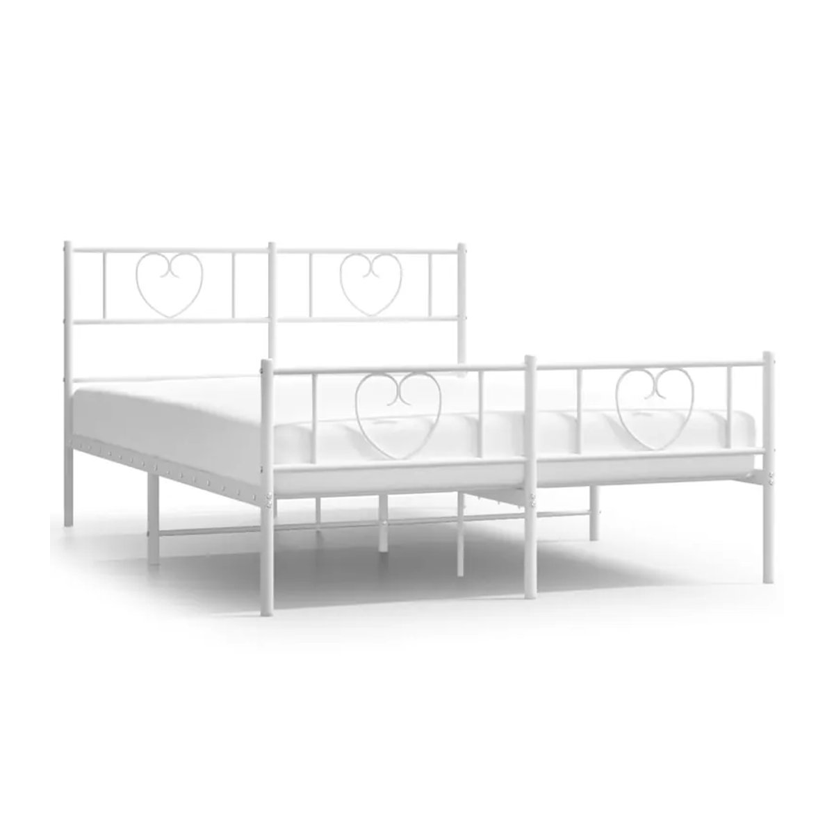 Vidaxl Metall-Bettgestell mit Kopfteil und Fußteil in Weiß, B/T/H: 140 x 200 cm - Bild 2