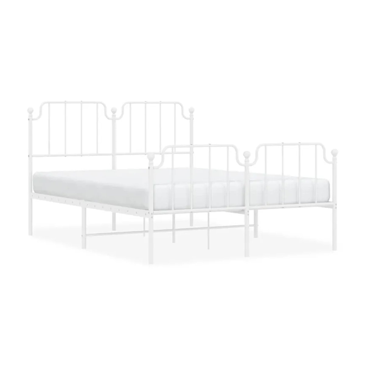 Vidaxl Metall-Bettgestell mit Kopfteil und Fußteil in Weiß, B/T/H: 150 x 200 cm - Bild 2