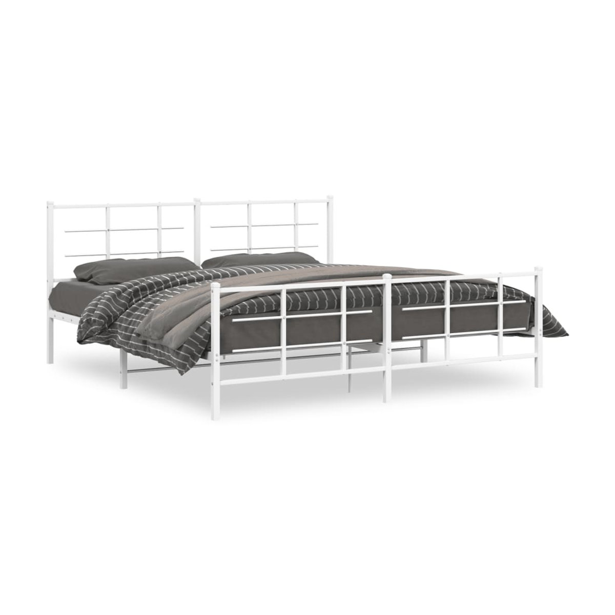 Vidaxl Metall-Bettgestell mit Kopfteil und Fußteil in Weiß, B/T/H: 183 x 213 cm - Bild 2