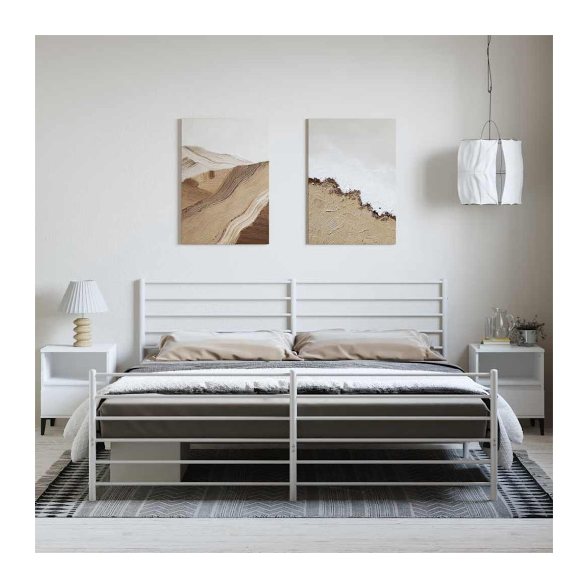 Vidaxl Metall-Bettgestell mit Kopfteil und Fußteil in Weiß, B/T/H: 183 x 213 cm - Bild 3