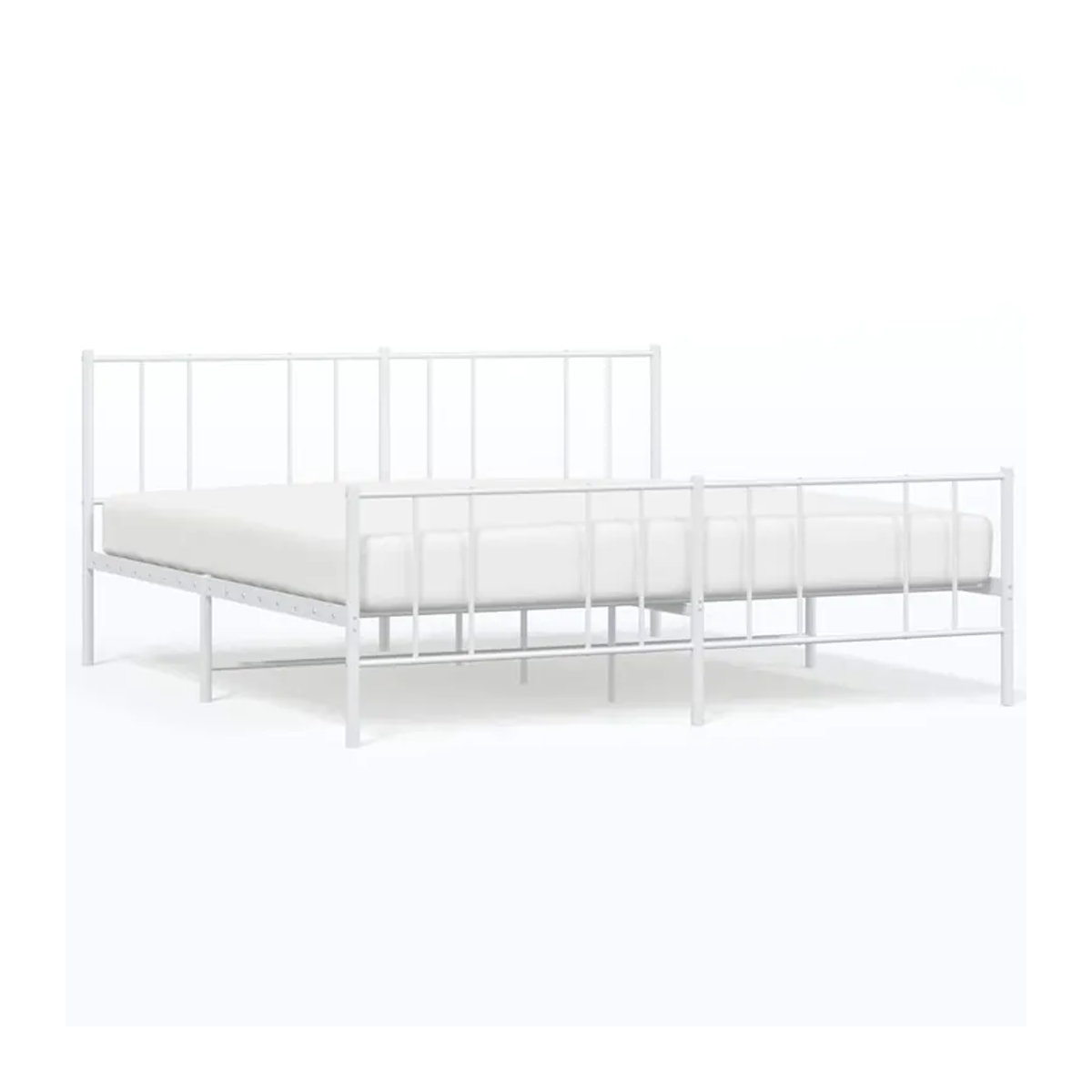 Vidaxl Metall-Bettgestell mit Kopfteil und Fußteil in Weiß, B/T/H: 183 x 213 cm - Bild 2