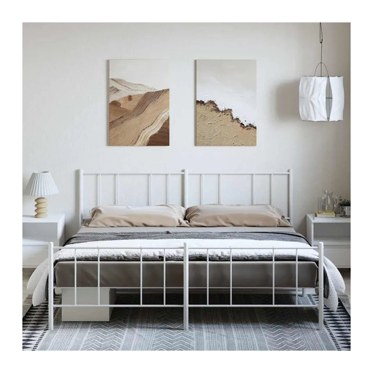 Vidaxl Metall-Bettgestell mit Kopfteil und Fußteil in Weiß, B/T/H: 183 x 213 cm - Bild 3