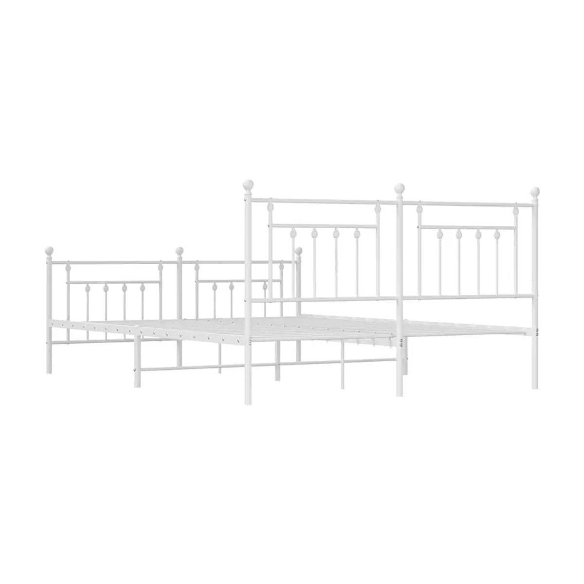 Vidaxl Metall-Bettgestell mit Kopfteil und Fußteil in Weiß, B/T/H: 183 x 213 cm - Bild 2
