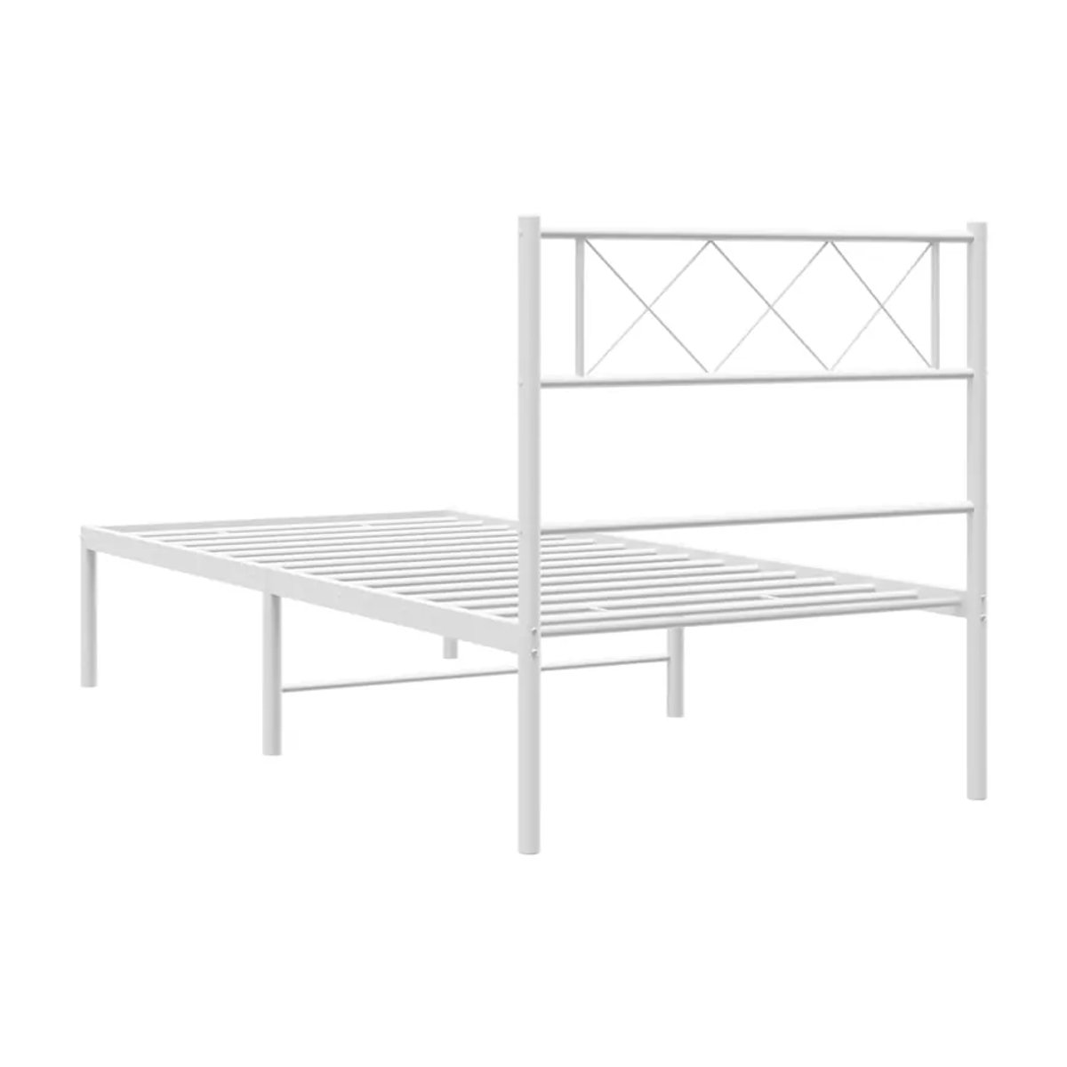 Vidaxl Metall-Bettrahmen mit Kopfteil in Weiß, B: 100 cm, L: 190 cm - Bild 2