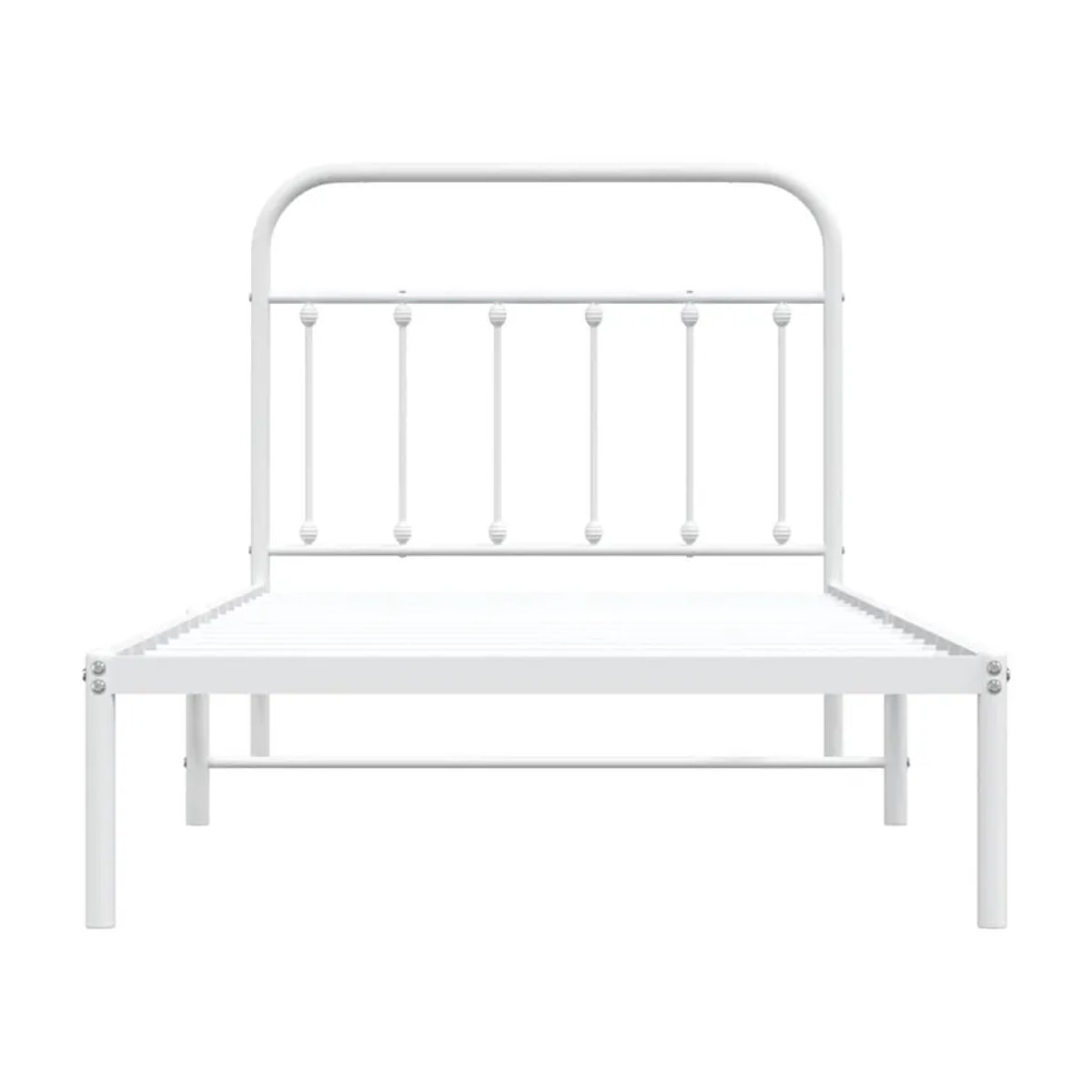 Vidaxl Metall-Bettrahmen mit Kopfteil in Weiß, B/H: 100 x 190 cm - Bild 3