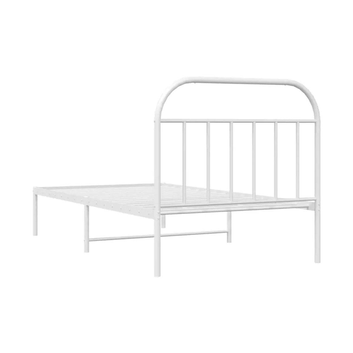 Vidaxl Metall-Bettrahmen mit Kopfteil in Weiß, B/T/H: 100 x 190 cm - Bild 2