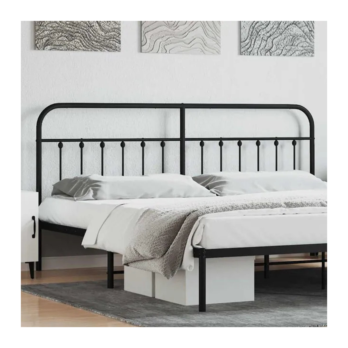 Vidaxl Metall-Kopfteil im Industrial-Design, Schwarz, Breite: 200 cm - Bild 1