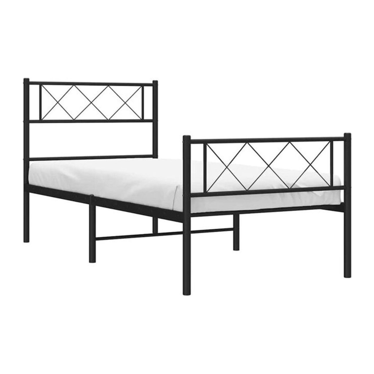 Vidaxl Metallbett im Industrial Design mit Kopf- und Fußteil, Schwarz, B/T/H: 100 x 200 x 90 cm - Bild 1