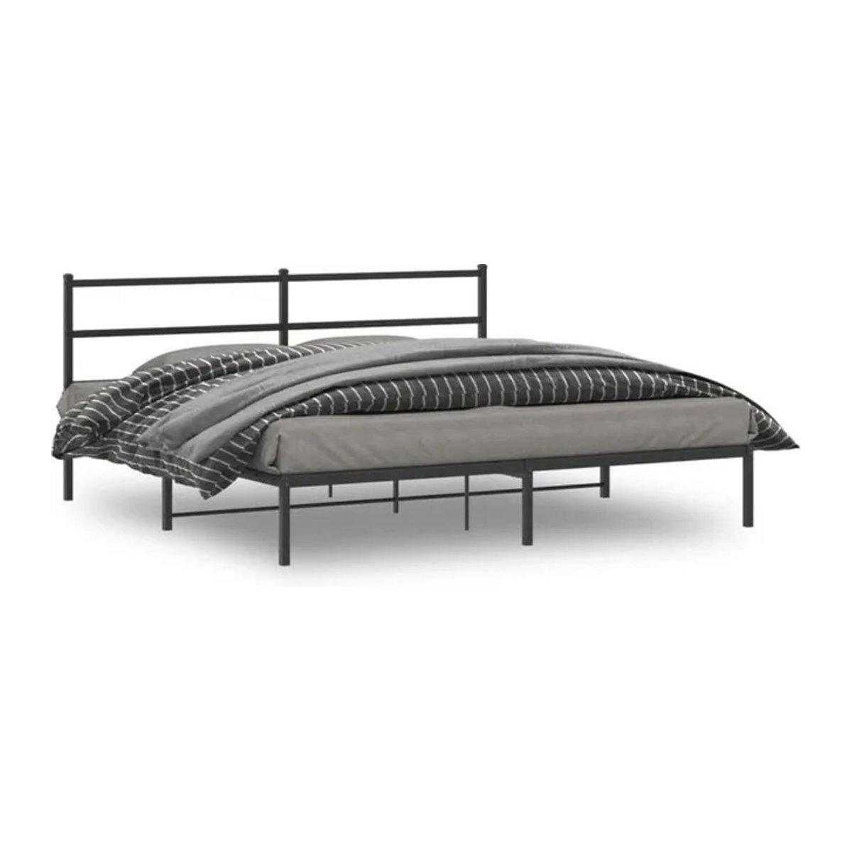 Vidaxl Metallbett im Industrial Design mit Kopfteil, Schwarz, B: 180 cm, T: 200 cm - Bild 1