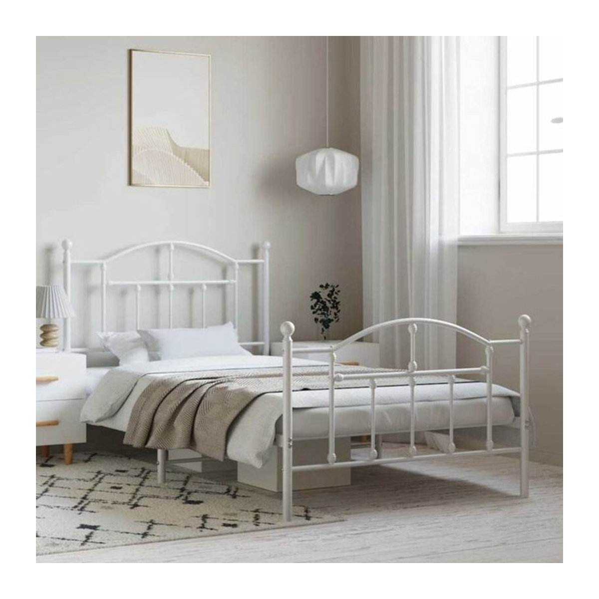 Vidaxl Metallbett in Weiß mit Kopf- und Fußteil im klassischen Design, B/T/H: 100 x 190 cm - Bild 1