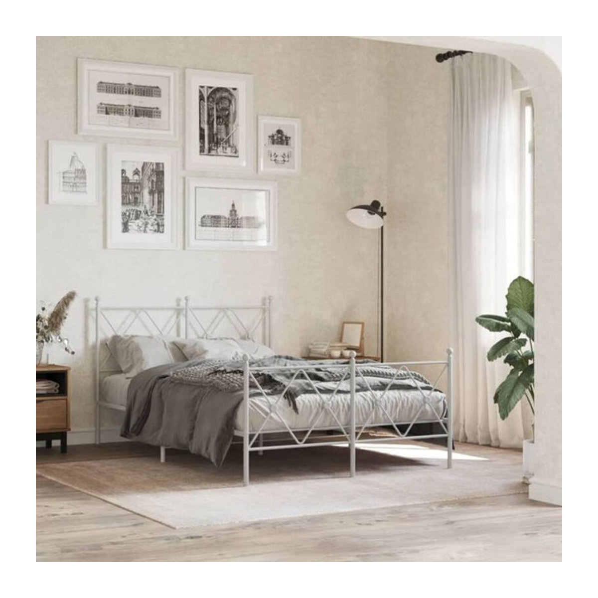 Vidaxl Metallbett in Weiß mit Kopf- und Fußteil im klassischen Design, B/T/H: 120 x 190 x 90,5 cm - Bild 1