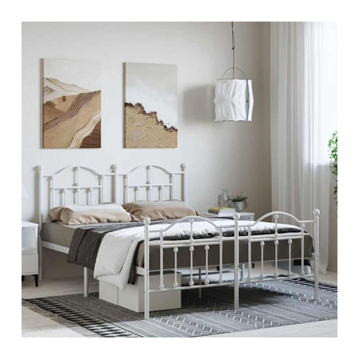 Vidaxl Metallbett in Weiß mit Kopf- und Fußteil im klassischen Design, B/T/H: 135 x 190 cm - Bild 1