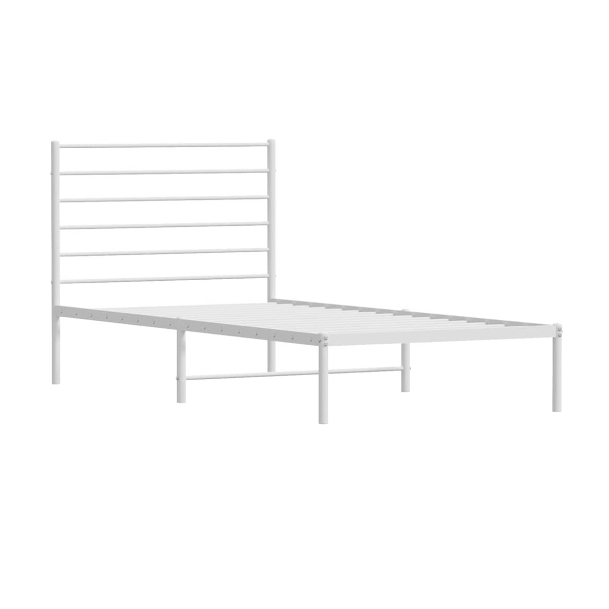 Vidaxl Metallbett in Weiß mit Kopfteil im klassischen Design, B/T: 100 x 200 cm - Bild 2