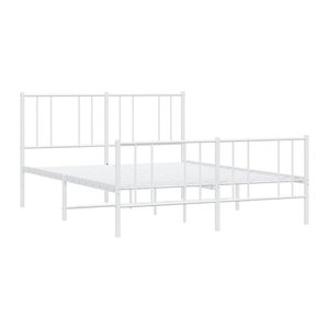 Vidaxl Metallbett mit Kopf- und Fußteil in Weiß, B/T/H: 140 x 200 cm
