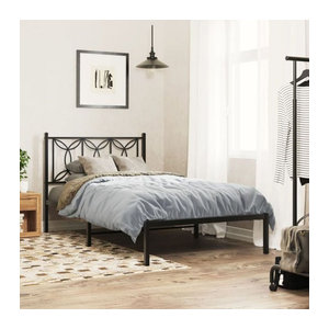 Vidaxl Metallbett mit Kopfteil in Schwarz im Industrial Design, B/T: 100 x 200 cm