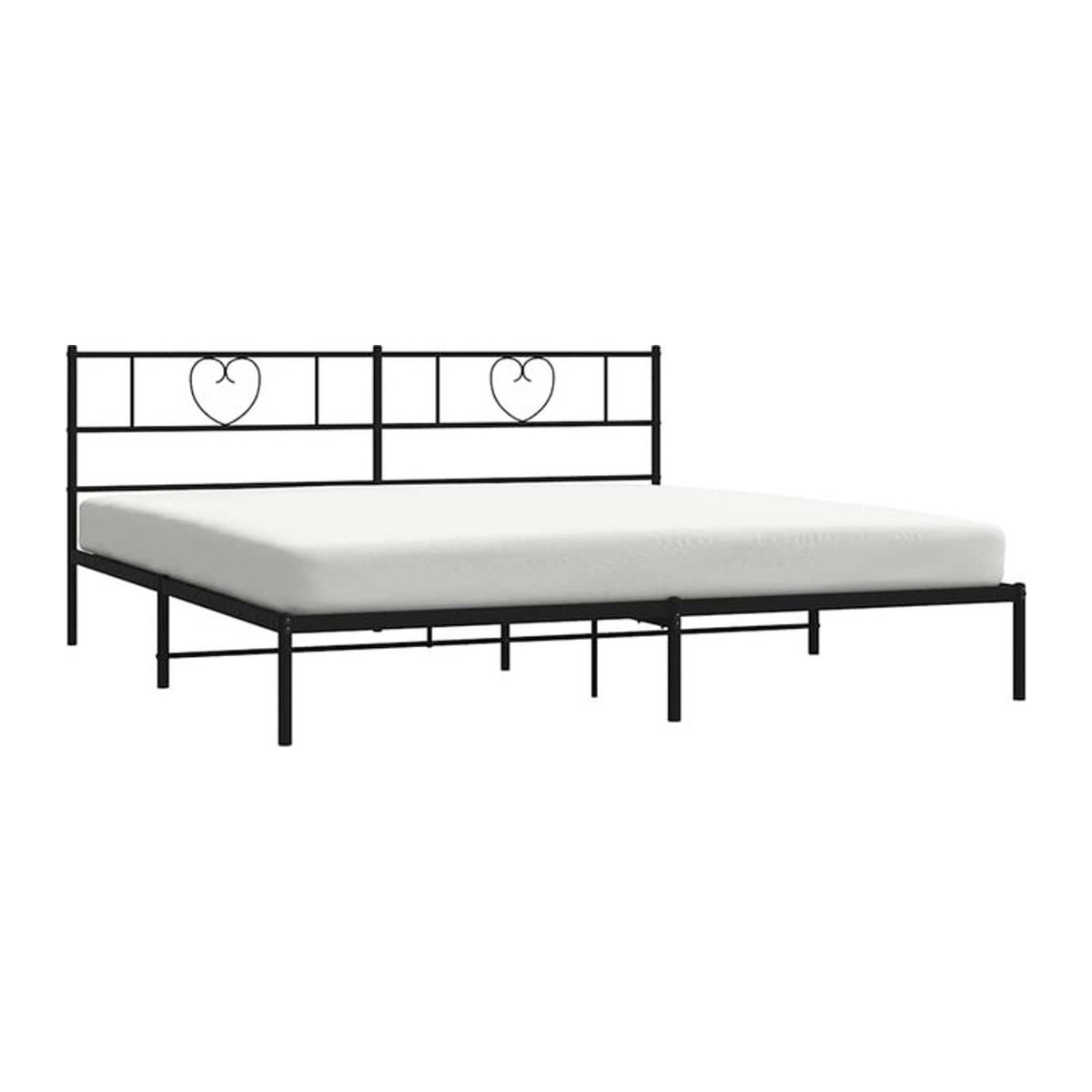 Vidaxl Metallbett mit Kopfteil in Schwarz, klassisches Bettgestell aus Stahl, B/T/H: 180 x 200 cm - Bild 1