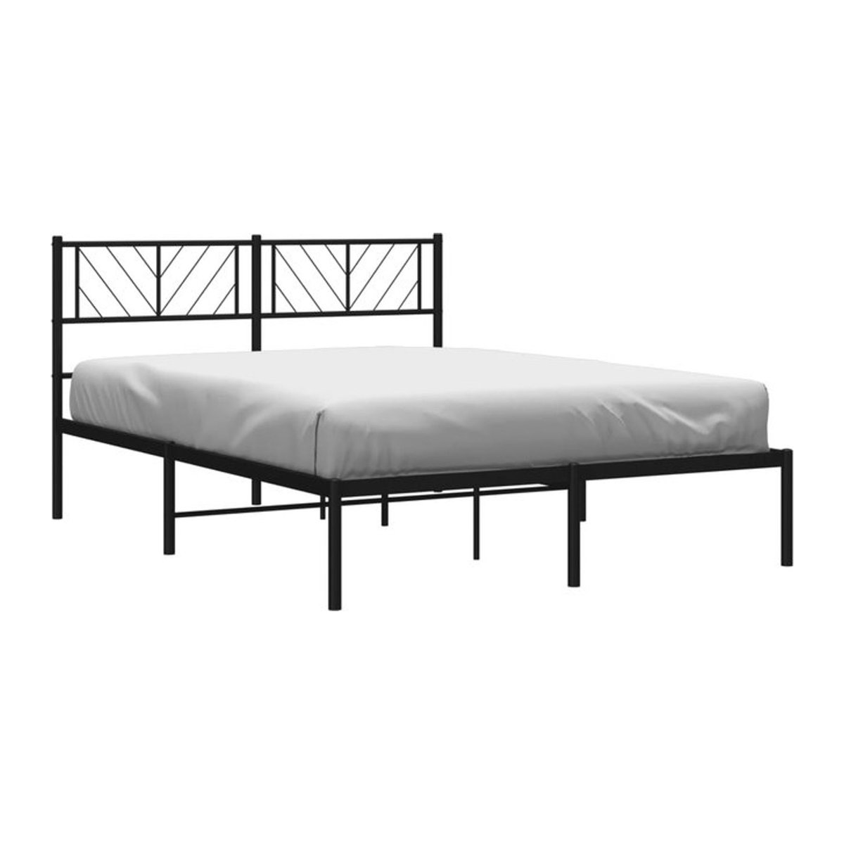 Vidaxl Metallbett mit Kopfteil in Schwarz, Modernes Bettgestell aus Stahl, B/T/H: 140 x 200 cm - Bild 1