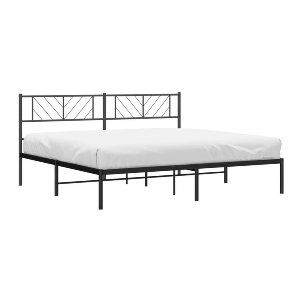 Vidaxl Metallbett mit Kopfteil in Schwarz, Modernes Bettgestell aus Stahl, B/T/H: 180 x 200 cm - Bild 1
