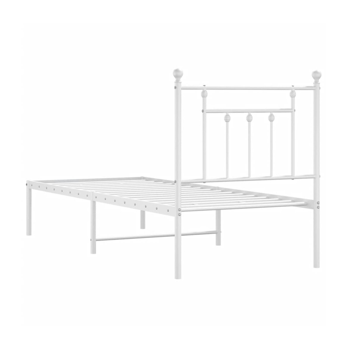 Vidaxl Metallbett mit Kopfteil in Weiß, B/H: 75 x 190 cm - Bild 3