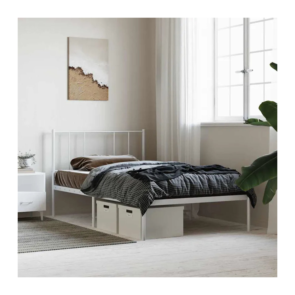 Vidaxl Metallbett mit Kopfteil in Weiß, B/T/H: 75 x 190 cm - Bild 3