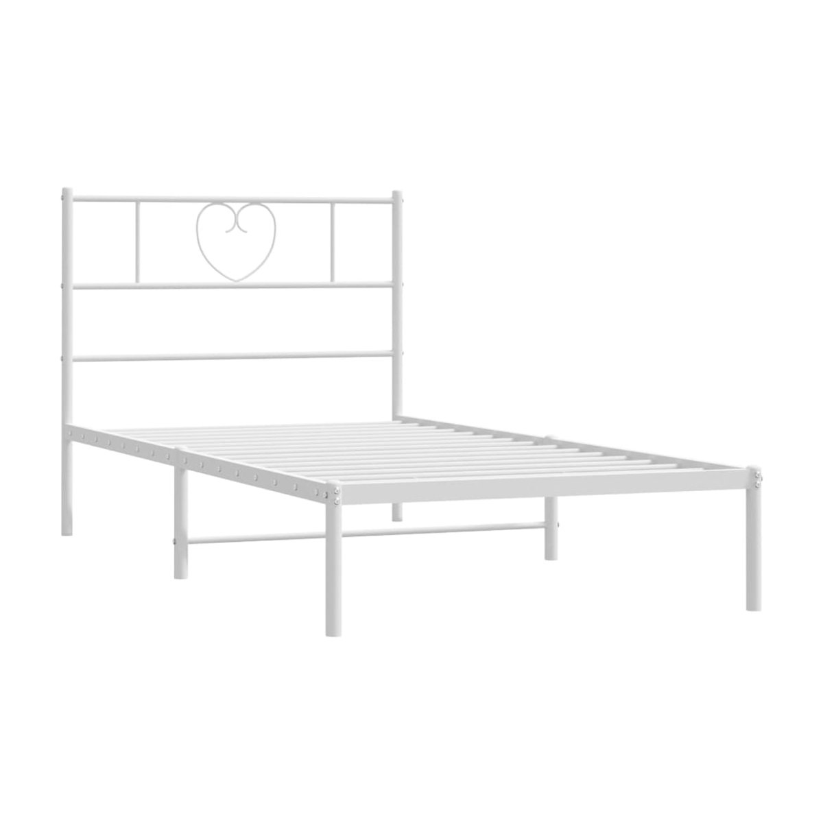 Vidaxl Metallbett mit Kopfteil in Weiß im Landhausstil, B/L: 75 x 190 cm - Bild 2