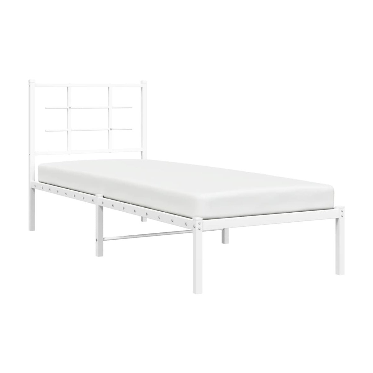 Vidaxl Metallbett mit Kopfteil in Weiß, klassisch und minimalistisch, B/L: 75 x 190 cm - Bild 2