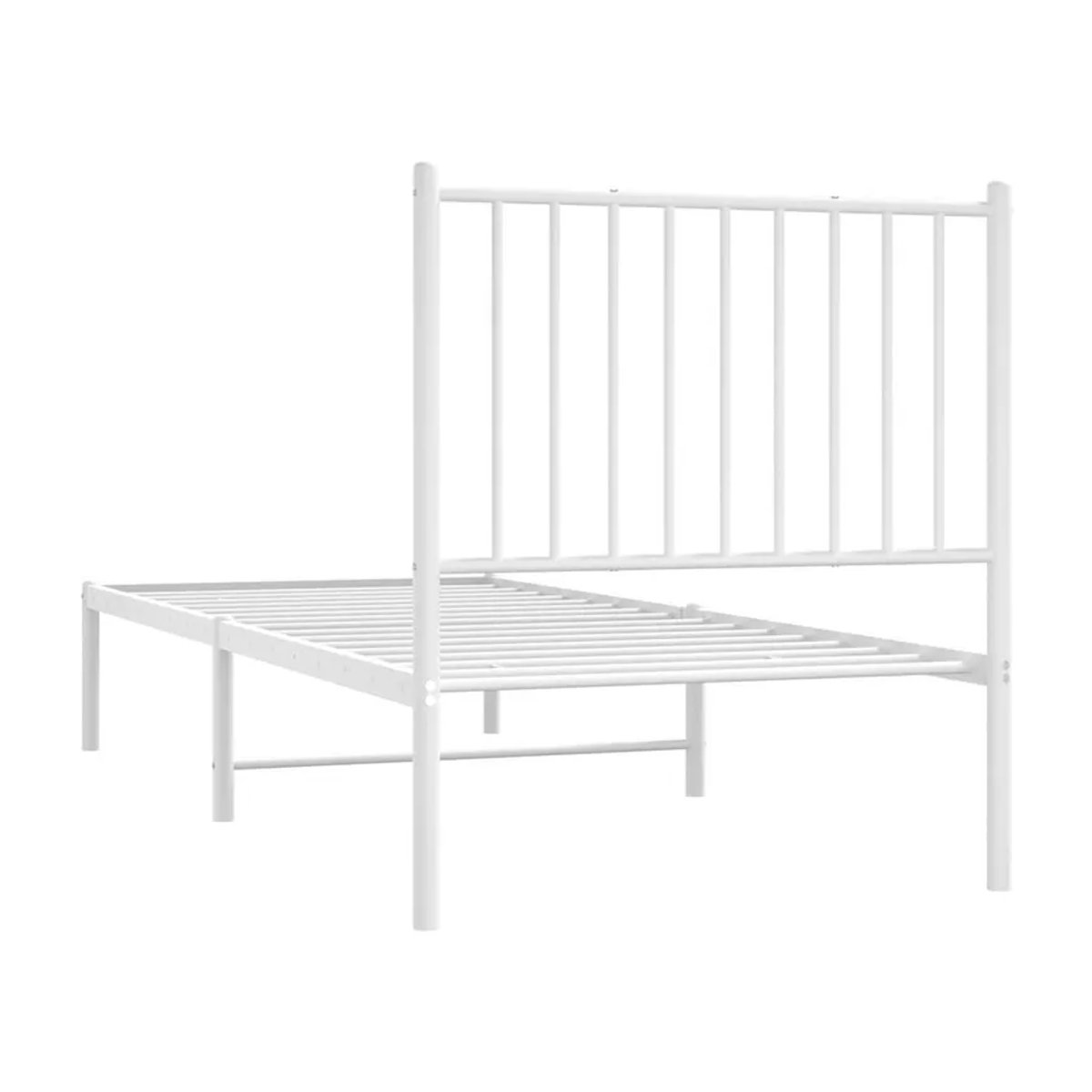 Vidaxl Metallbett mit Kopfteil in Weiß, Klassisch und Minimalistisch, B/L: 75 x 190 cm - Bild 1