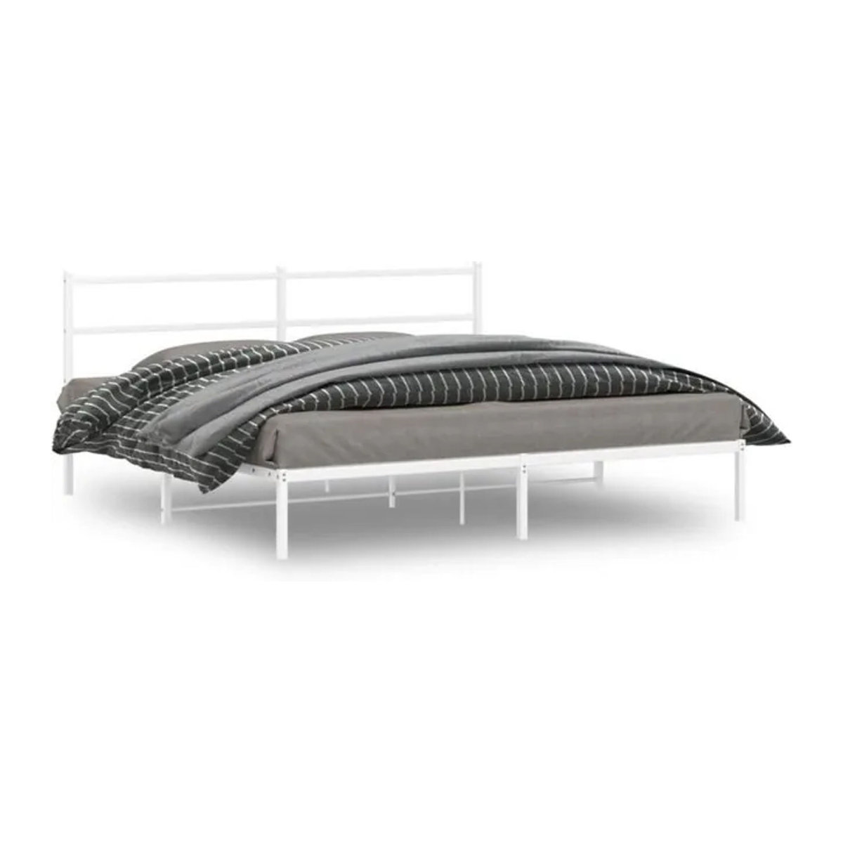 Vidaxl Metallbett mit Kopfteil in Weiß, klassisch und minimalistisch, B/T/H: 180 x 200 cm - Bild 1