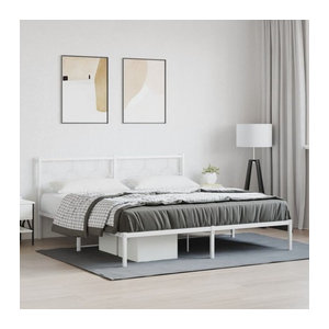 Vidaxl Metallbett mit Kopfteil in Weiß, klassisch und modern gestaltet, B/T/H: 183 x 213 cm