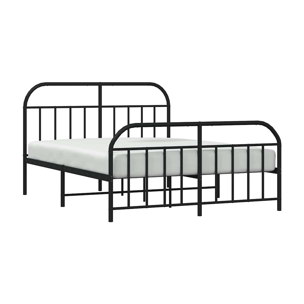 Vidaxl Metallbettgestell aus Stahl mit Kopfteil und Fußteil in Schwarz, B/T/H: 135 x 190 cm - Bild 2