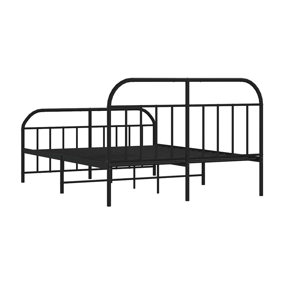 Vidaxl Metallbettgestell aus Stahl mit Kopfteil und Fußteil in Schwarz, B/T/H: 135 x 190 cm - Bild 5