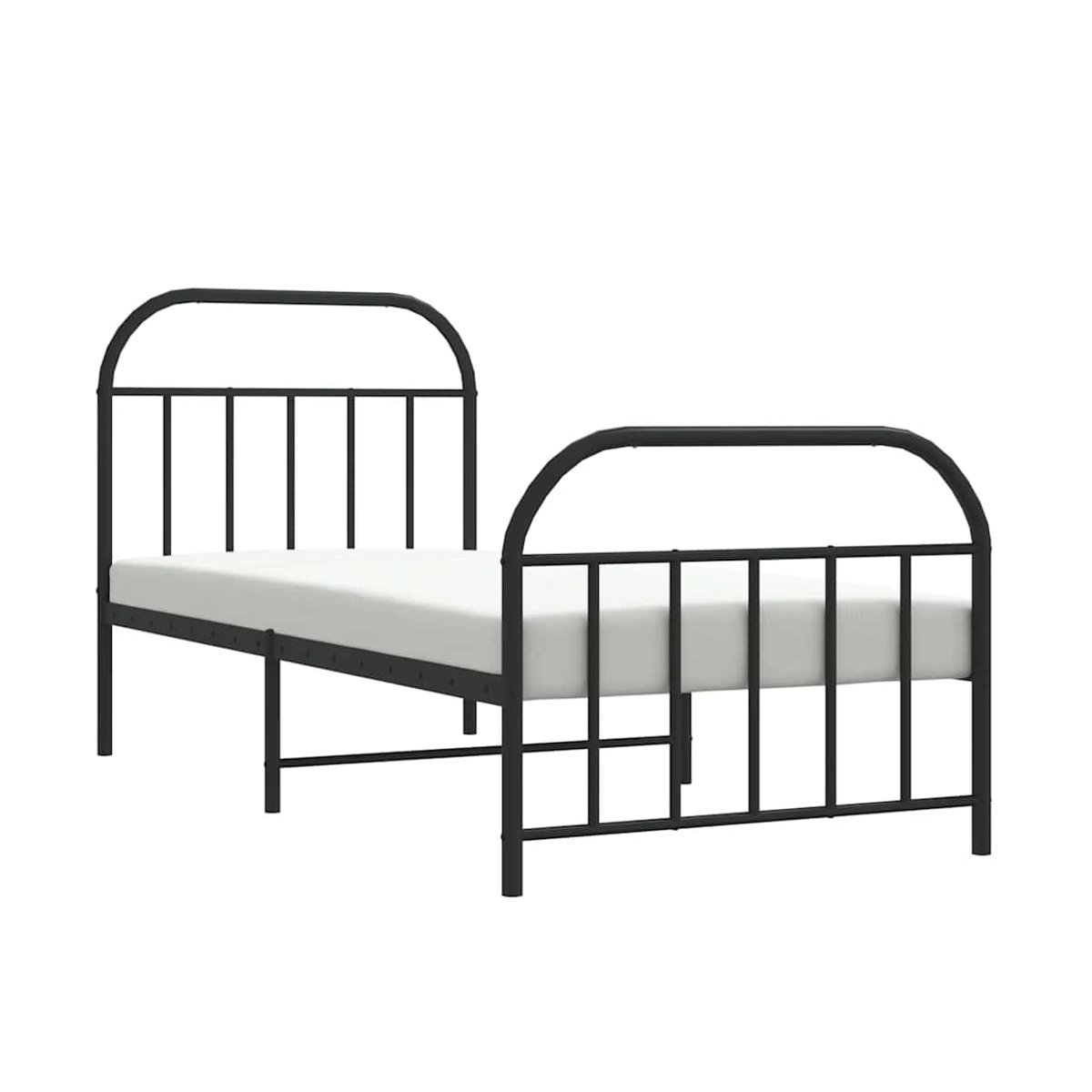 Vidaxl Metallbettgestell in Schwarz mit Kopfteil und Fußteil, B/L: 90 x 190 cm - Bild 3