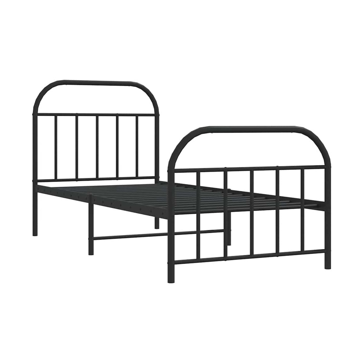 Vidaxl Metallbettgestell in Schwarz mit Kopfteil und Fußteil, B/L: 90 x 190 cm - Bild 4