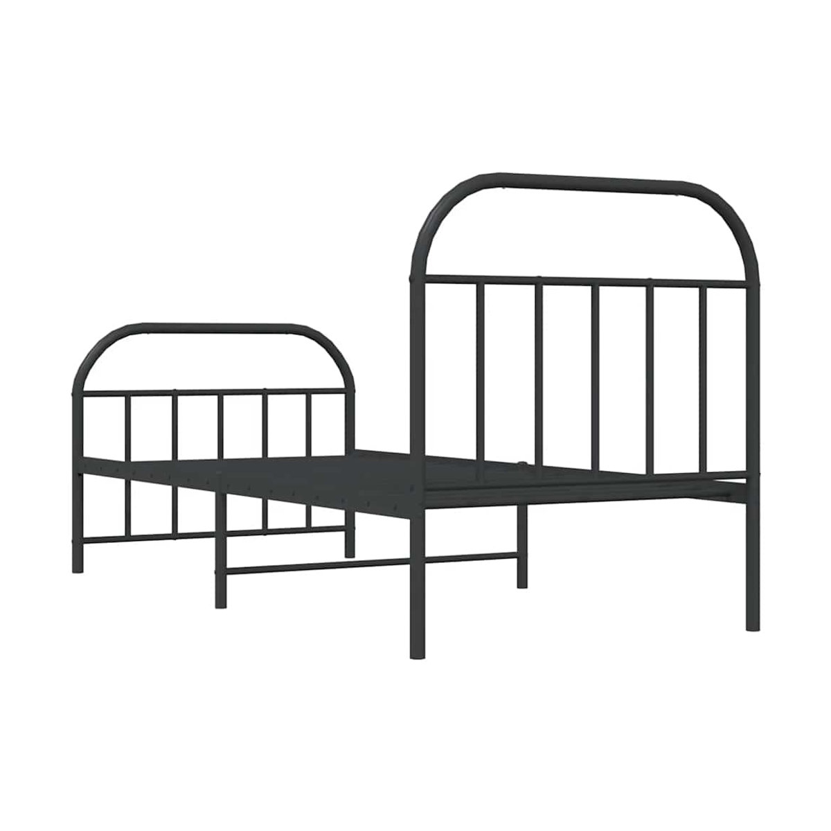 Vidaxl Metallbettgestell in Schwarz mit Kopfteil und Fußteil, B/L: 90 x 190 cm - Bild 5