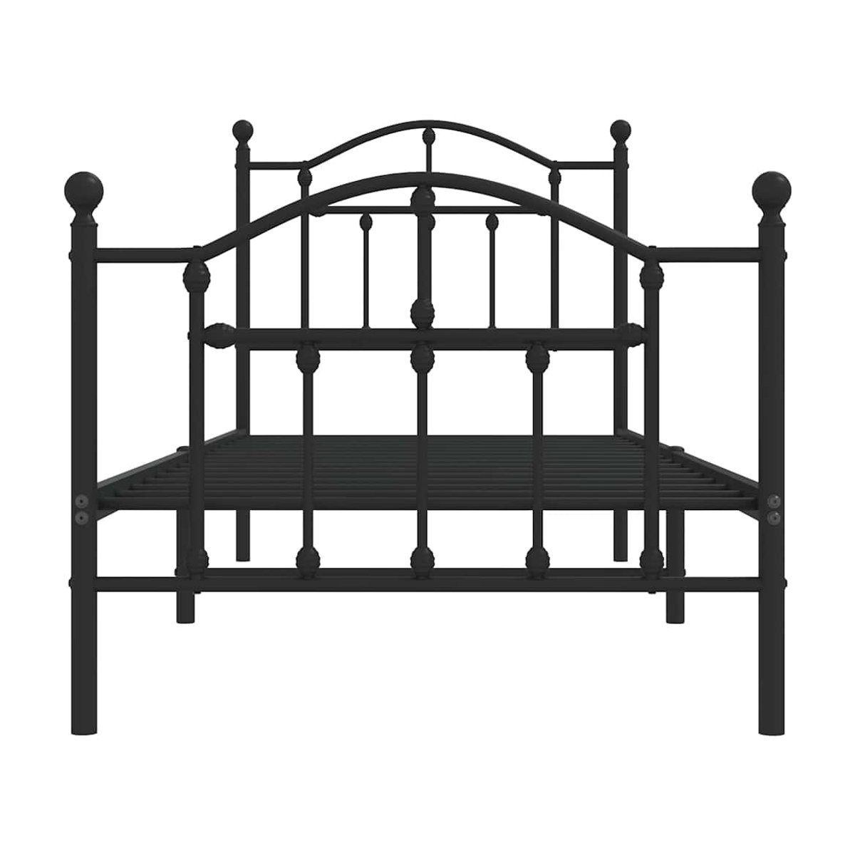 Vidaxl Metallbettgestell in Schwarz mit Kopfteil und Fußteil im klassischen Design, B/T/H: 90 x 190 cm - Bild 2