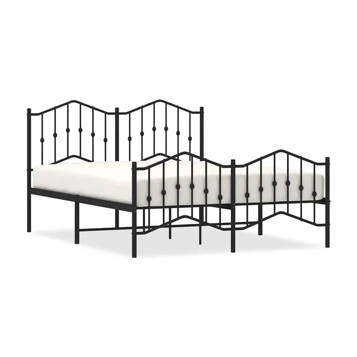 Vidaxl Metallbettgestell mit Kopfteil und Fußteil in Schwarz, B/T/H: 135 x 190 cm - Bild 2